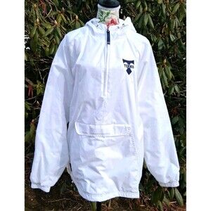 Charles River XL White Lined Windbreaker 1/4 Zip Tennis Jacket Sports Hipster